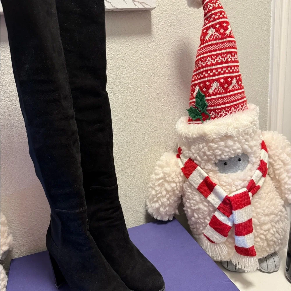 Stuart Weitzman Black Suede Over the knee hijack boots - Picture 1 of 12